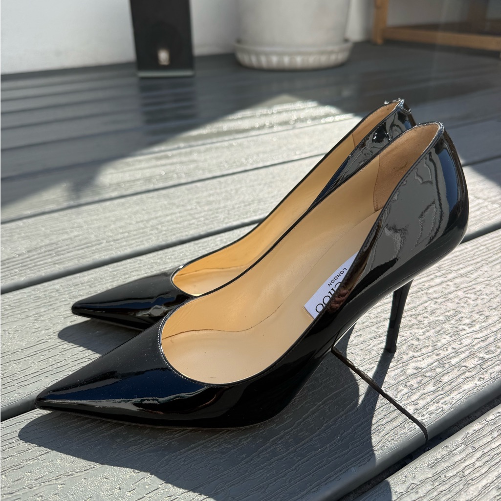Jimmy Choo Romy 85 Black Patent Leather Pumps